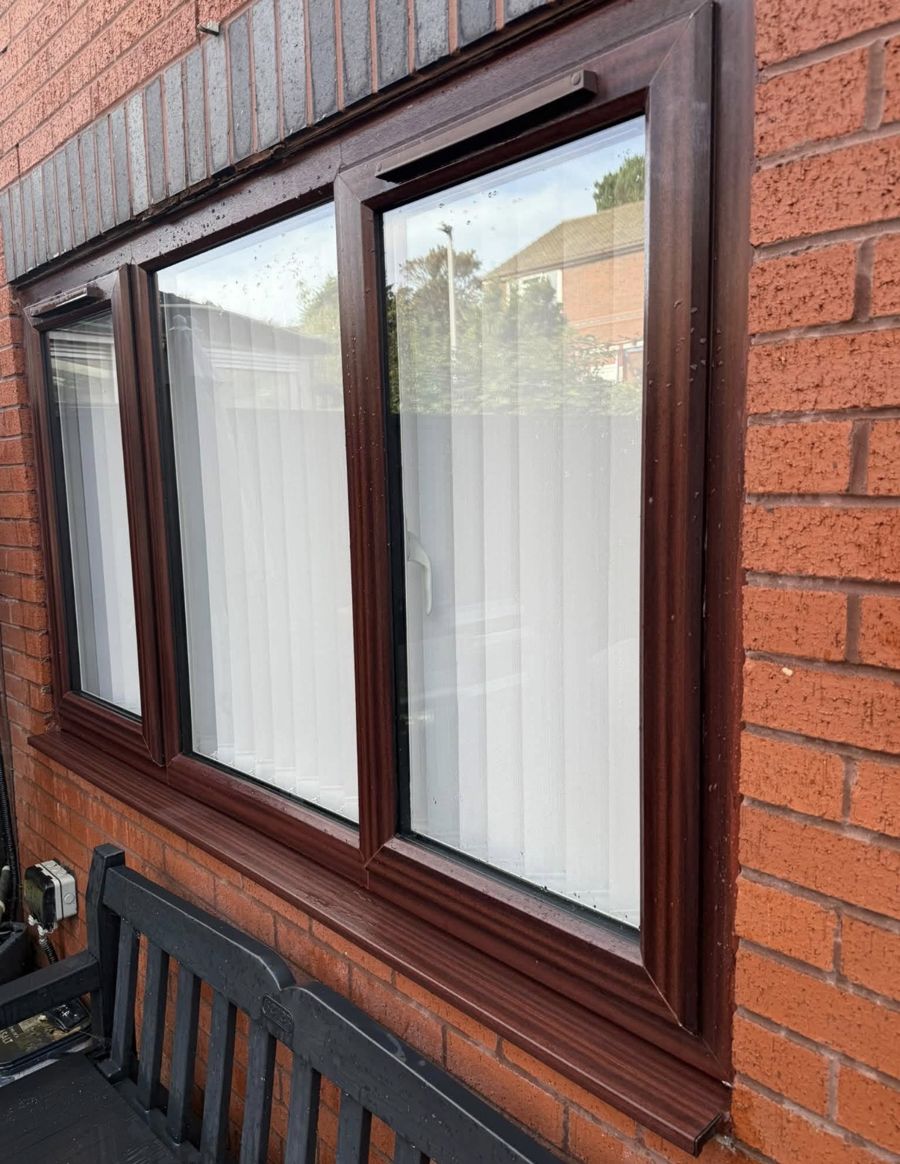 The same window with clean glass, frames and sill after cleaning